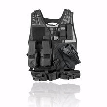 Load image into Gallery viewer, Valken Crossdraw Airsoft Vest - Youth Black / Tan / Green