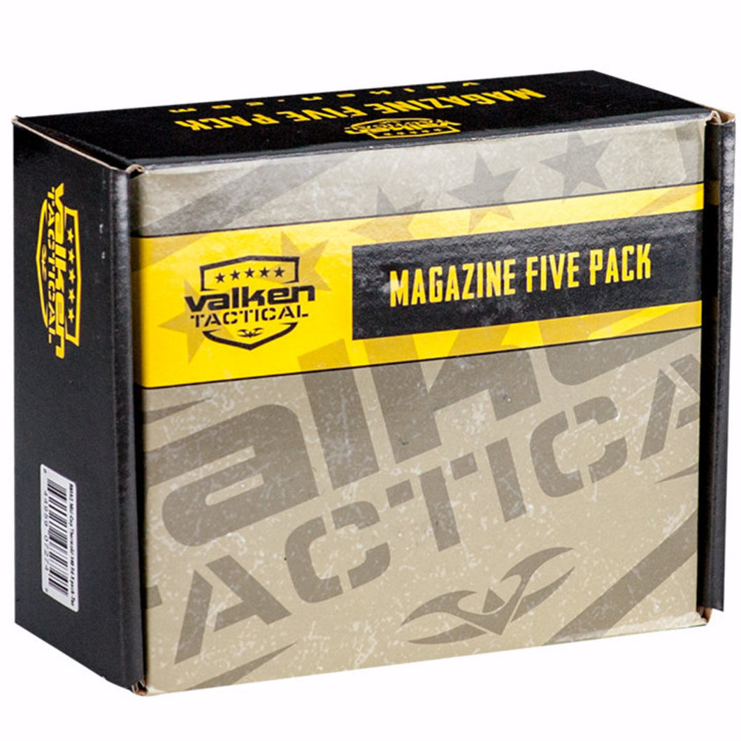 Valken 140rd Thermold Mid-Cap Airsoft Magazines - 5 Pack   BLACK