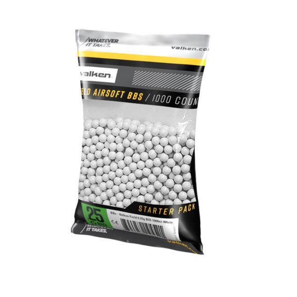 Valken Field 0.25g 1,000ct Biodegradable Airsoft BBs DMZ Paintball