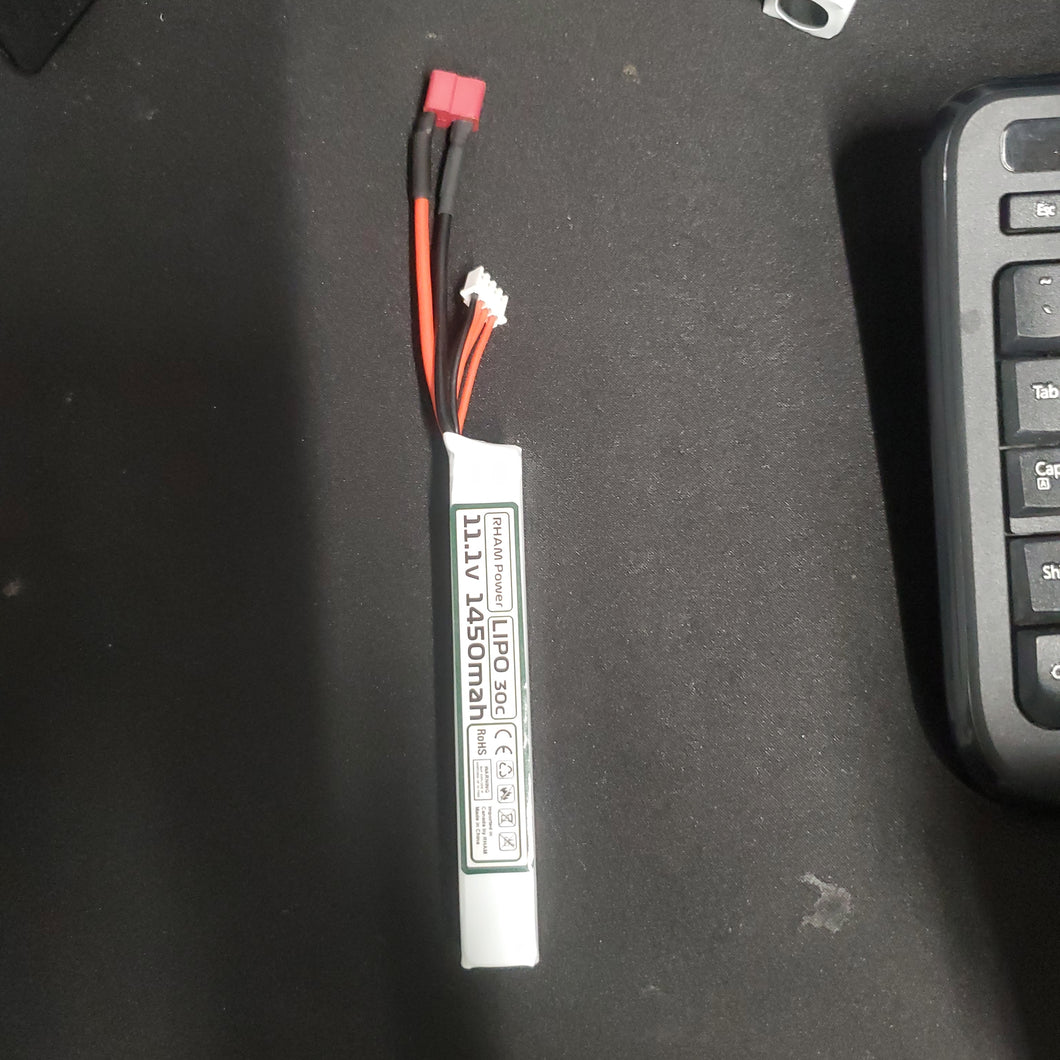 LIPO 11.1V 1450mAh 30C stick Airsoft Battery (Dean)