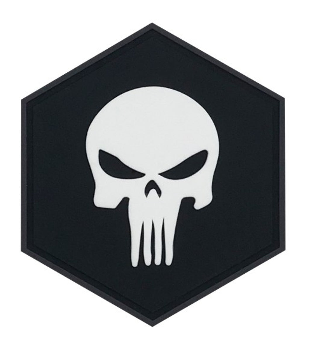 Hexagon PVC Morale Patch – Punisher Skull
