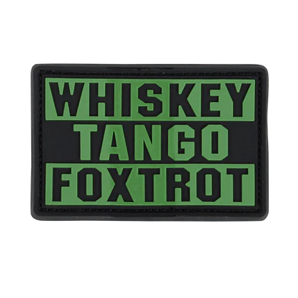 WHISKEY FOXTROT TANGO PVC PATCH    Olive Drab