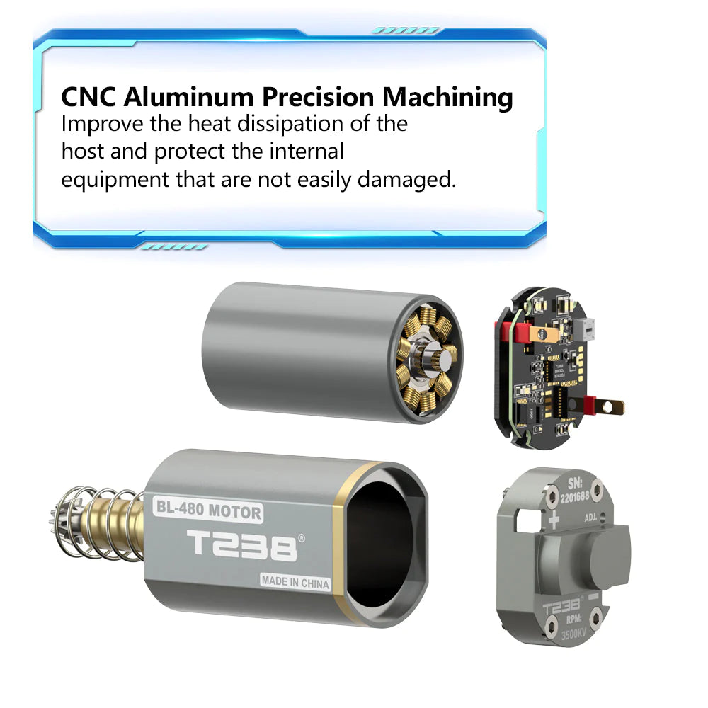T238 T3 モーター 33,000rpm ハイトルク D型 (Short) T238 CNC High Torque 33000 RPM Brushless Motor (Long Shaft