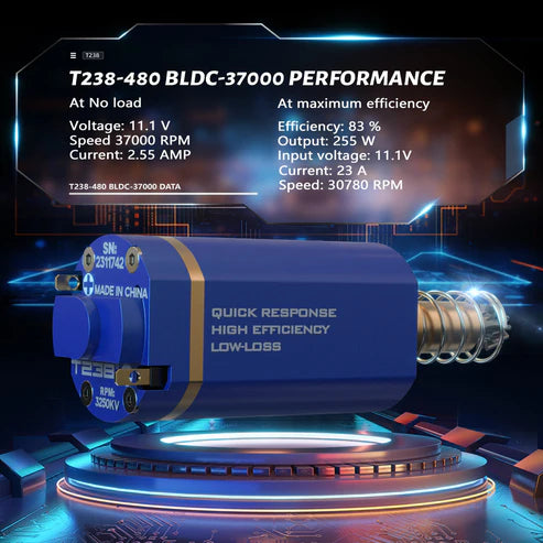 T238 QUICK RESPONSE HIGH EFFICIENCY LOW LOSS AEG BRUSHLESS MOTOR   LONG  37000RPM