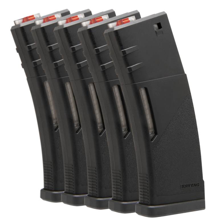 Krytac 30/120rd Adjustable M4 Magazine Bundle - BLACK - 5 PACK