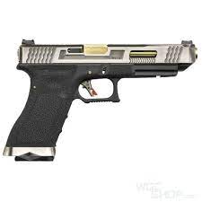 We Tech G34 Tactical 3 GBB Pistol Silver Slide and Gold Barrel