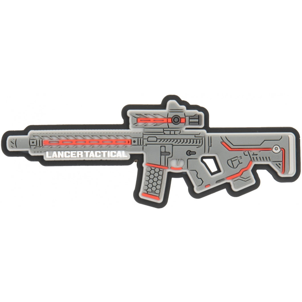 Lancer Tactical LT-34 Rifle PVC Morale Patch - GRAY / RED