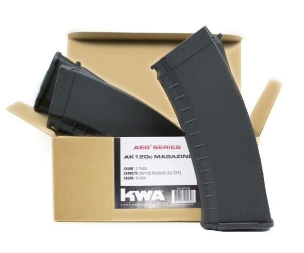 KWA AK AEG 3 AK120c (30/120) Mid-Cap Magazine 3-Pack: Black