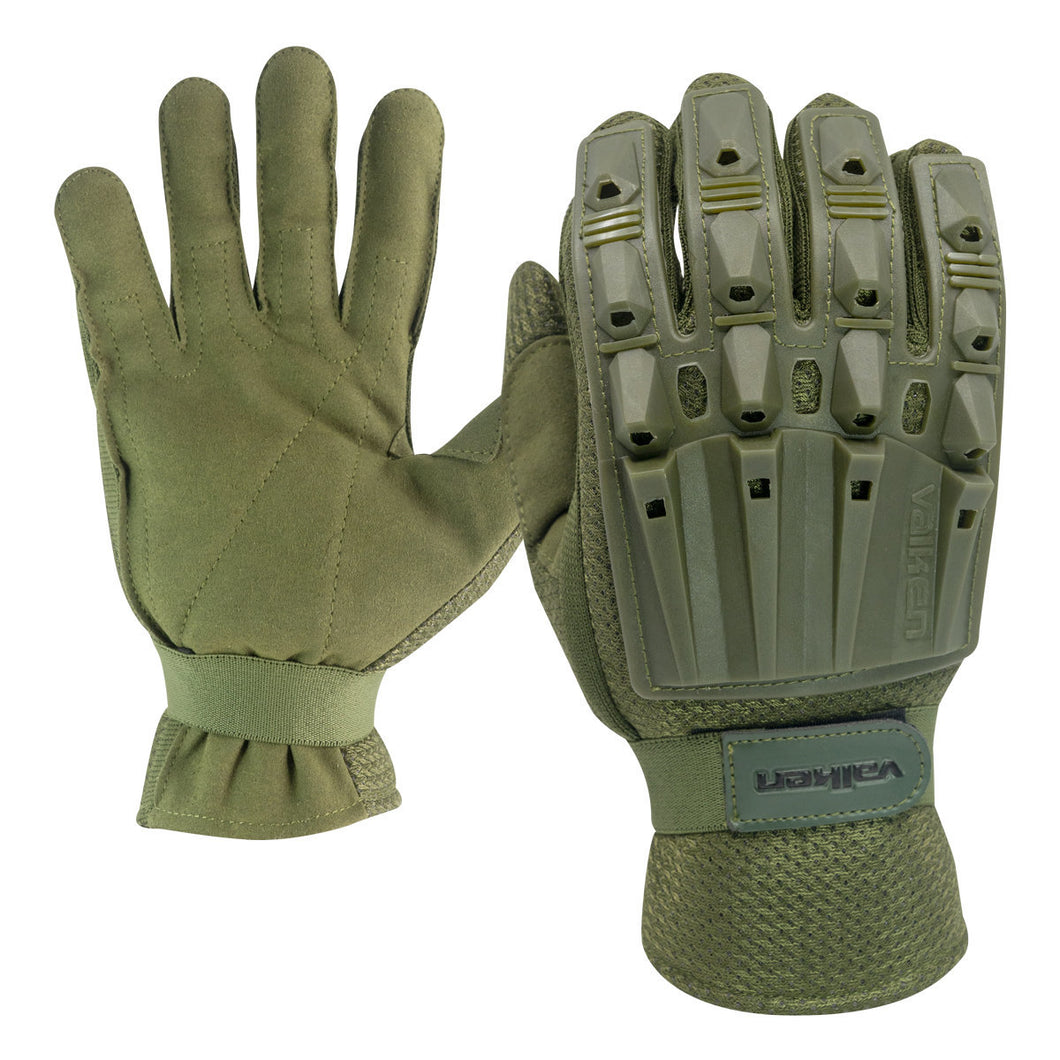 Valken Alpha Full Finger Gloves ---  Green / Black / Tan