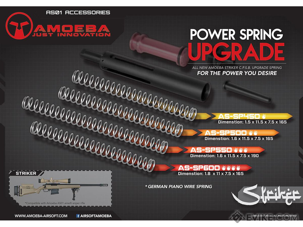 ARES Amoeba Upgrade Spring for Gen 2 Striker Series Airsoft Sniper Rifles (Power: 450 FPS)