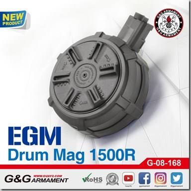 G&G 1500 Rounds Drum Magazine For MP5 Series AEG SMG (Black)
